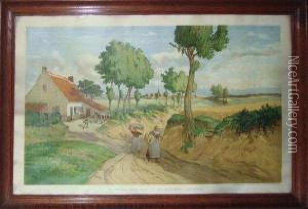 Les Collines Du Sud De La Flandre. De Heuvel Van Zuidvlaanderen. / Le Paysage Brabancon. Het Brabantsch Landschap. Oil Painting - Hendrick, Henri Cassiers