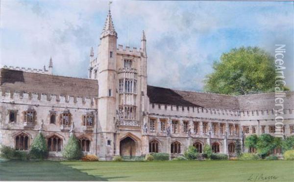 'magdalen College' - Founders Tower And Cloisters Oil Painting - Ken Messer