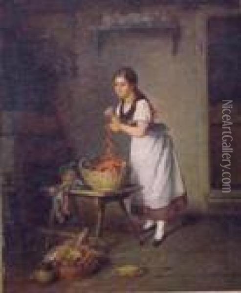 The Kitchen Maid Oil Painting - Hermann Kern