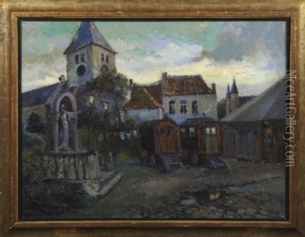 Place Du Sacre-coeur A Woluwe-saint-lambert Oil Painting - Jacques Hervens