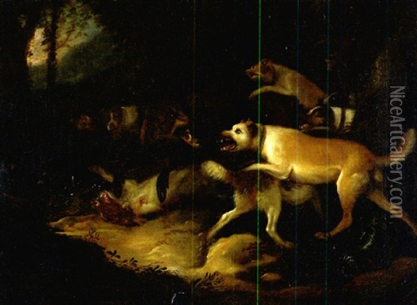 Sieben Jagdhunde Attackieren Einen Keiler Oil Painting - Adriaen Cornelisz Beeldemaker