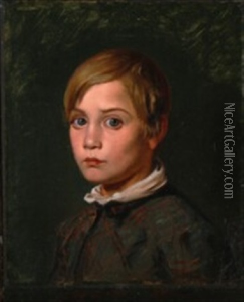 Portrait Of A Boy Oil Painting - Constantin (Carl Christian Constantin) Hansen
