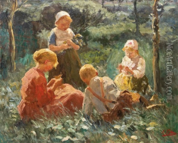 Spielende Kinder Im Grunen Oil Painting - Evert Pieters