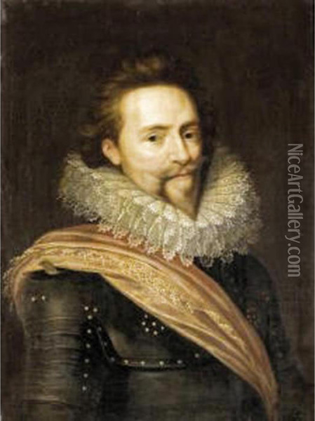 Portrait Of A Gentleman, Probably Prince Frederick Of Bohemia Oil Painting - Michiel Jansz. Van Miereveldt