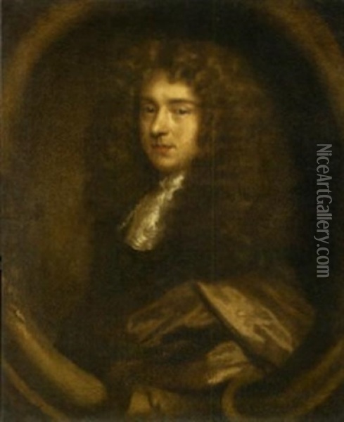 Portrait Of A Gentleman In A Brown Cloak Oil Painting - John Greenhill