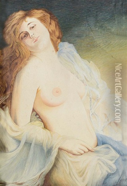 Lo Scialle Bianco Oil Painting - Gaetano Previati
