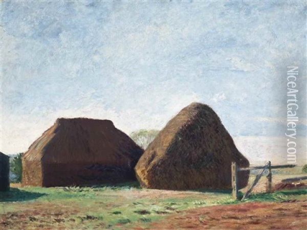 Haystacks In The Sunlight Oil Painting - William (Sir) Rothenstein