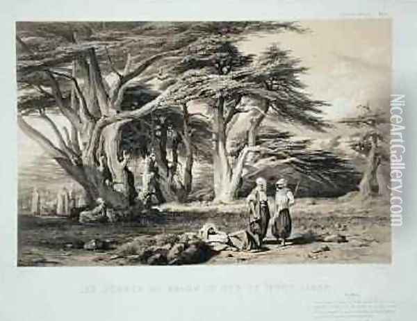 The Cedars of Lebanon Oil Painting - Prosper-Georges-Antoine Marilhat