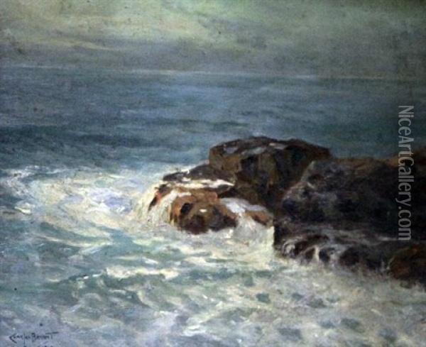 Waves Breaking On The Shore Oil Painting - Charles David Jones Bryant
