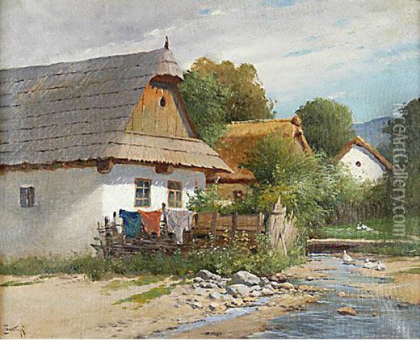 Case Tra Gli Alberi Oil Painting - Gyula, Julius Zorkoczy