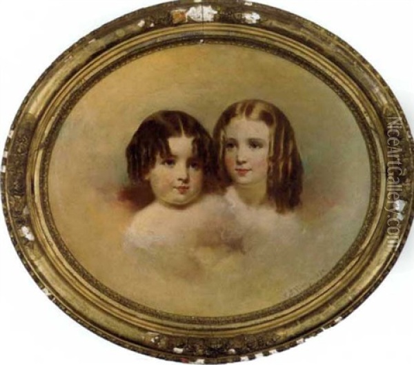 Portrait Of Two Young Girls Oil Painting - Samuel Bell Waugh