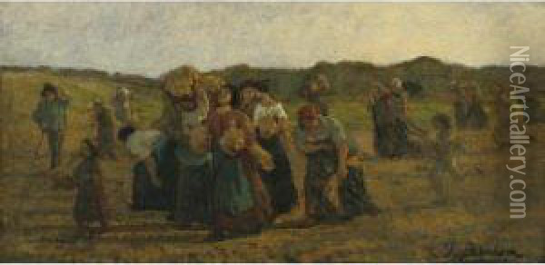 Study For Le Rappel Des Glaneuses Oil Painting - Jules Breton