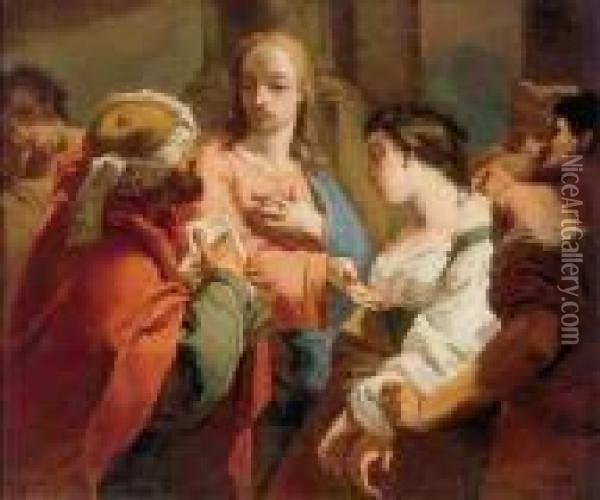 Christ And The Woman Taken Into Adultery Oil Painting - Gaetano Gandolfi