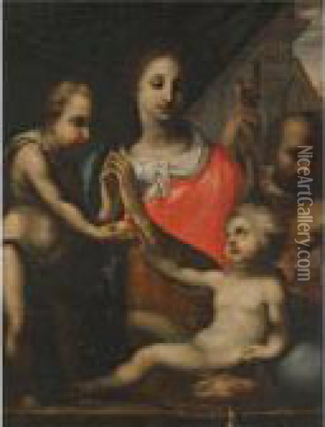 Holy Family With The Infant Saint John The Baptist Oil Painting - Andrea Del Sarto