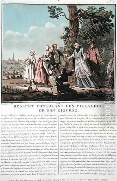 Jacques Benigne Bossuet 1627-1704 consoles the villagers of his diocese, engraved by Jean Baptiste Morret fl.1790-1820, 1790 Oil Painting - Jacques Francois Joseph Swebach