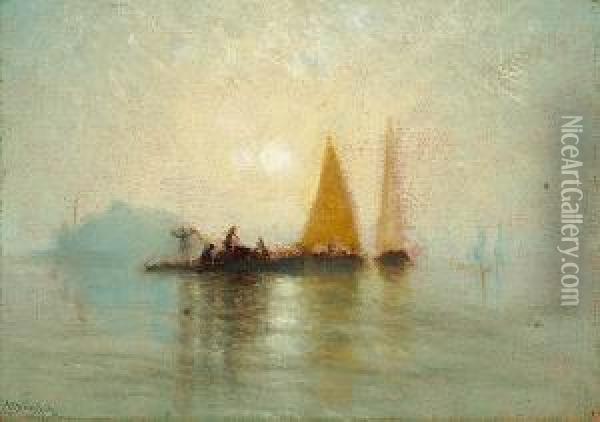 Misty Morning Sails, Corinthian Island Oil Painting - Charles Robinson