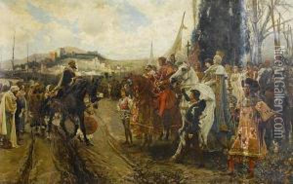 The Surrender Of Granada In 1492 Oil Painting - Francisco Pradilla y Ortiz