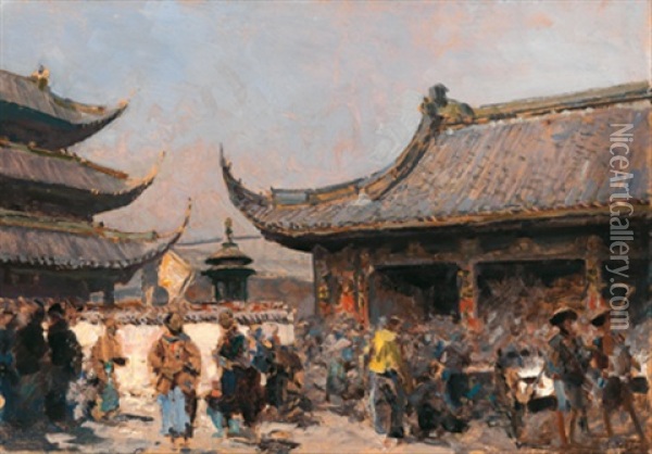 Motiv Aus Shanghai Oil Painting - Erich Kips