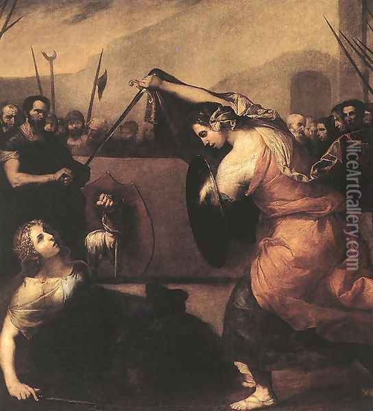 The Duel of Isabella de Carazzi and Diambra de Pottinella 1636 Oil Painting - Jusepe de Ribera