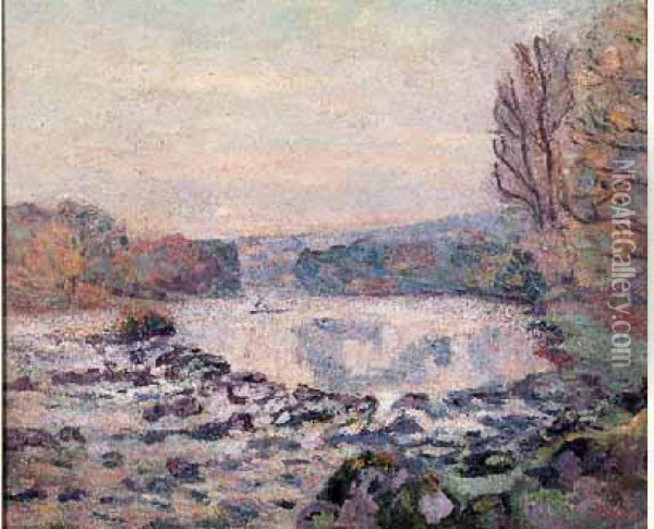Barrage De Genetin, Crozant, Circa 1906 Oil Painting - Armand Guillaumin