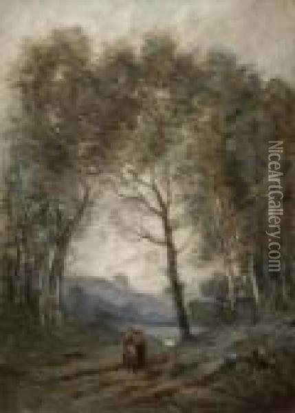 Baumlandschaft Oil Painting - Jean-Baptiste-Camille Corot