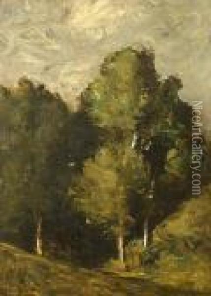 A Study Of Wind Moving Through Trees. Oil Painting - Arthur Douglas Peppercorn