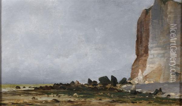La Cote Rocheuse A Fecamp Oil Painting - Charles-Francois Daubigny