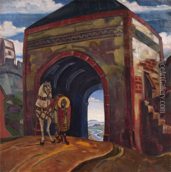 St Mercurius Of Smolensk Oil Painting - Nikolai Konstantinovich Roerich