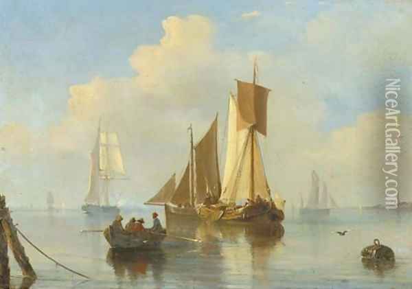 Shipping on a calm Oil Painting - Everhardus Koster