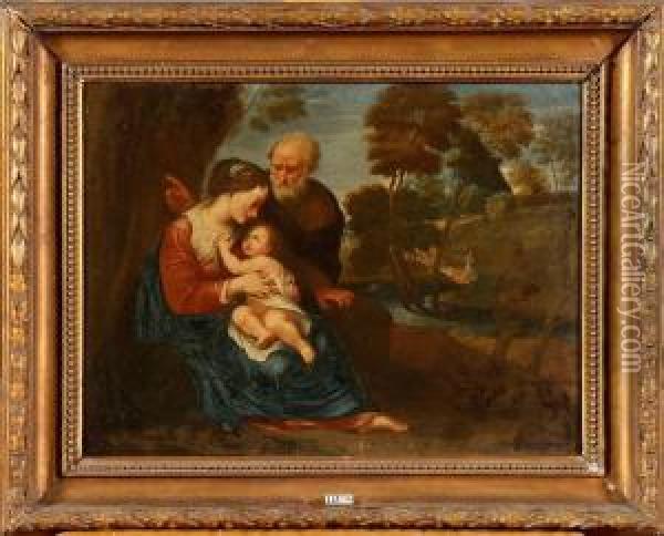 La Halte De La Sainte Famille Oil Painting - Pieter Van Avont