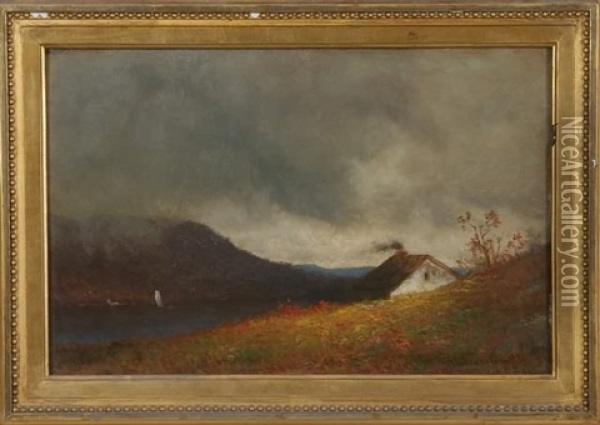 Gathering Storm On The Hudson Oil Painting - James Renwick Brevoort