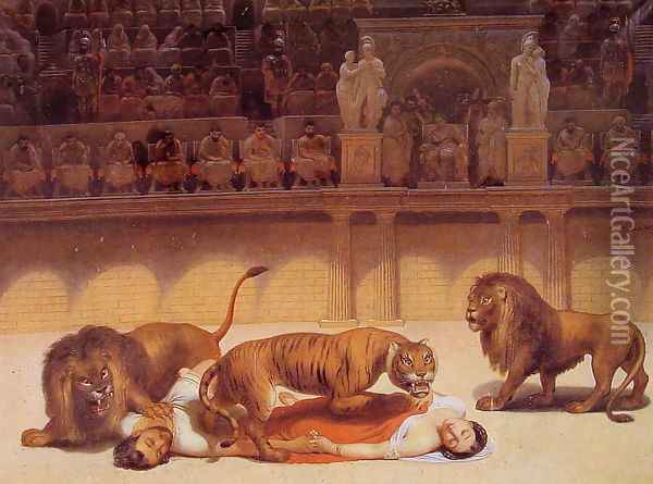 Le Tigre Arrive aux Deux Martyrs Oil Painting - Philippe Jacques Van Bree