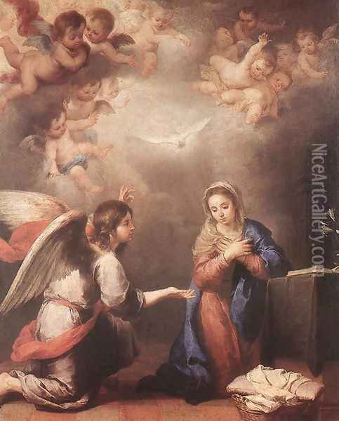 Annunciation 1660-65 Oil Painting - Bartolome Esteban Murillo