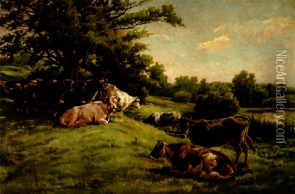 Cows Resting - Siesta Oil Painting - Edmund Henry Osthaus