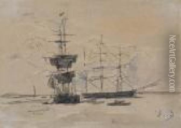 Voiliers Oil Painting - Eugene Boudin