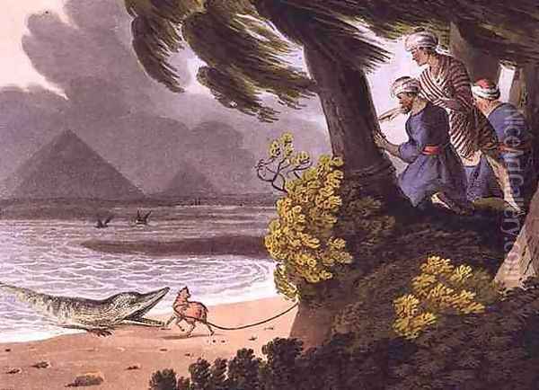 Egyptians Crocodile Catching, 1813 Oil Painting - John Heaviside Clark