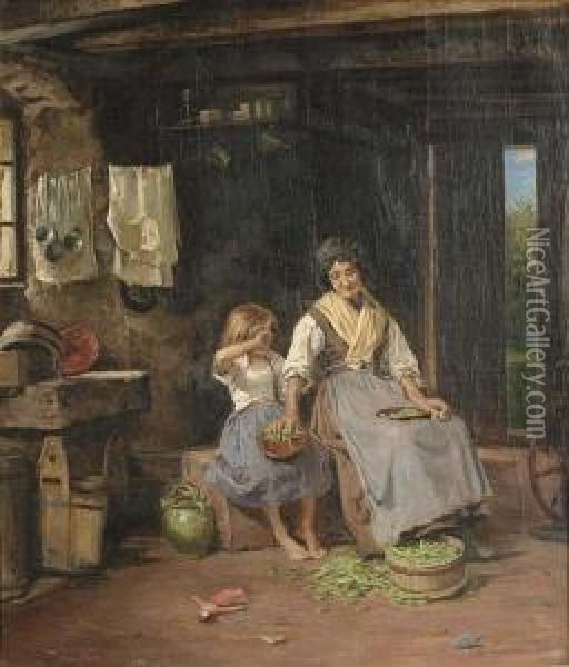La Maman Gronde. 1876 Oil Painting - Jules Girardet