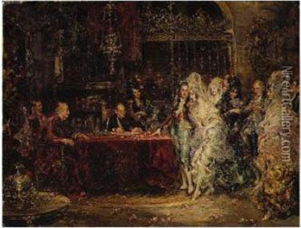 The Betrothal Oil Painting - Juan Pablo Salinas Y Teruel
