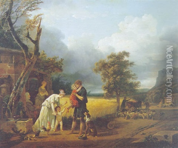 Le Retour Du Pere Oil Painting - Jean-Louis Demarne