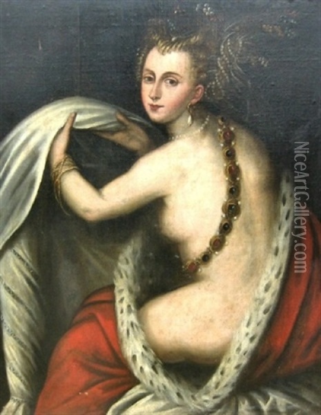 Rygvendt Kvindeskikkelse Med Hermelinskabe Oil Painting - Francesco Padovanino