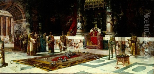 Augurs Before The Emperor Oil Painting - Frank Le Brun Kirkpatrick