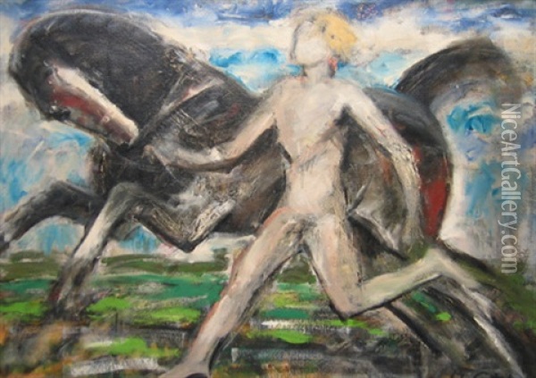 Horse Oil Painting - Julius Wentscher