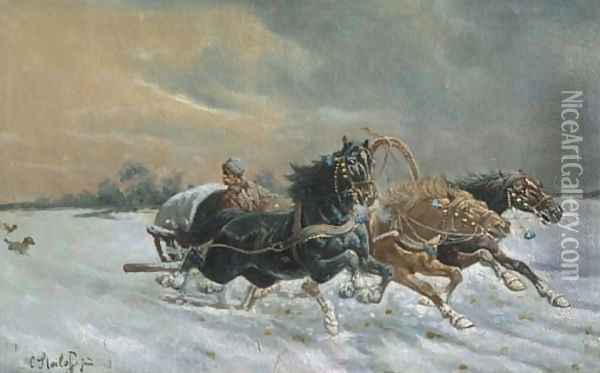 The Race Oil Painting - Constantin Stoiloff
