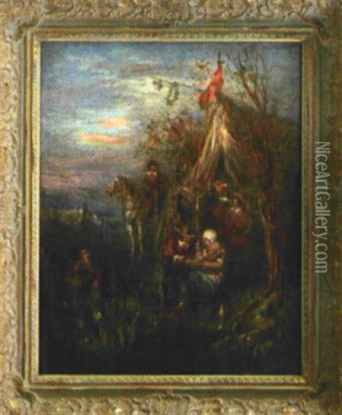 Lagerszene Mit Ausgelassenen Landsknechten Und Ihren Weibern Oil Painting - Rudolf Robert Wolf