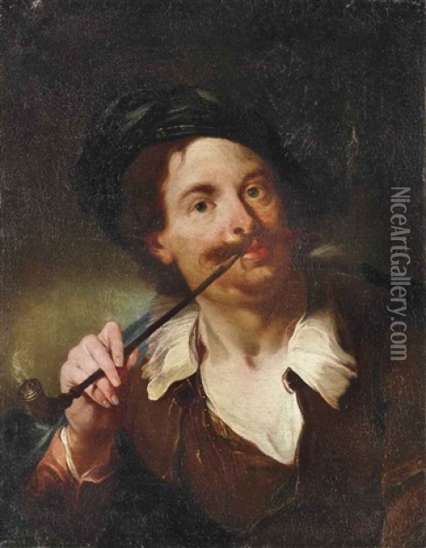 Figure De Fantaisie D'un Homme Fumant La Pipe Oil Painting - Giuseppe Nogari