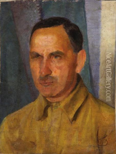 Portrait Of A Man Oil Painting - Kuzma Sergievitch Petrov-Vodkin