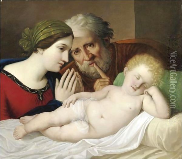 Sacra Famiglia Oil Painting - Gaspare Landi