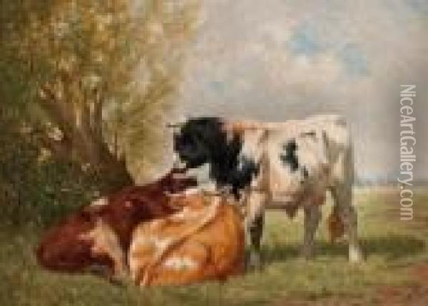 Vaches Dans Un Paysage Oil Painting - Louis Marie Dominique Romain Robbe