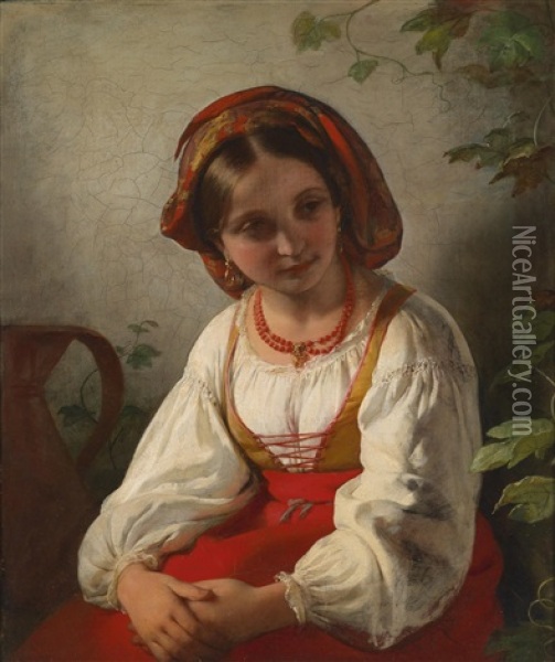 Junge Italienerin Oil Painting - Friedrich von Amerling