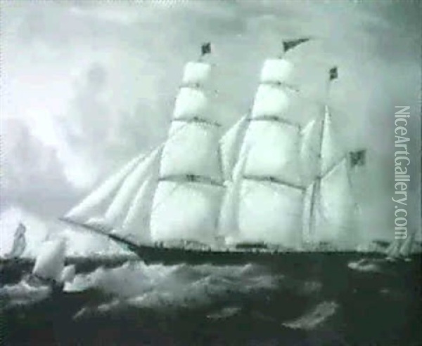 Portrait Of The Ship Havanna Flying British Flag Just Out   Of Port Oil Painting - William Barnett Spencer